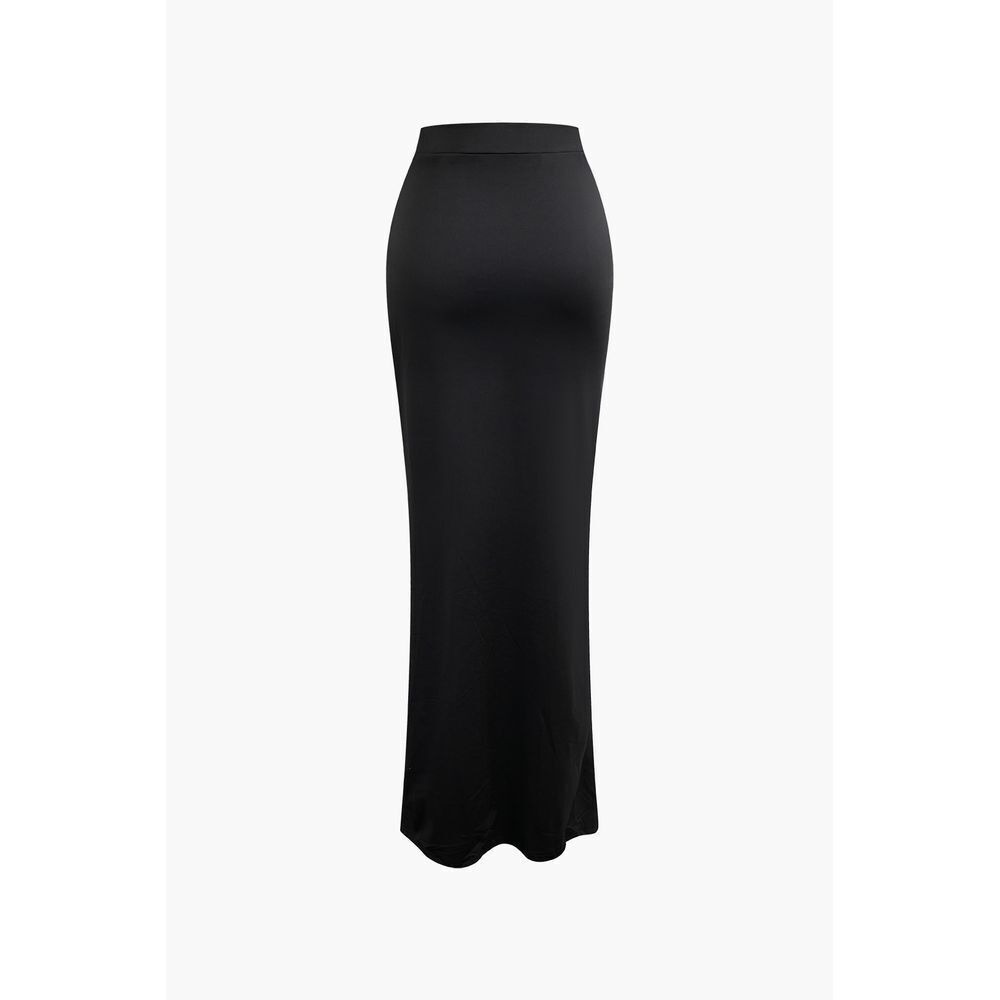 Micas U-ring Crop Tube Top And Asymmetric Slit Skirt Set black size S‎ - Picture 13 of 14